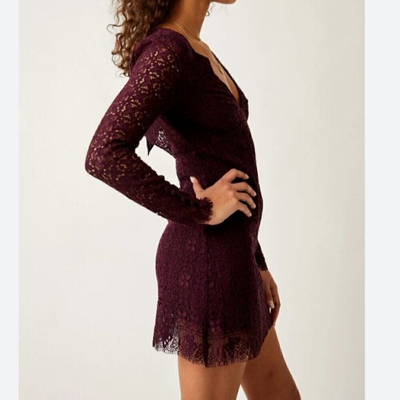 #18 NWOT Free People Honey Honey Mini Dress in Potent Purple - Picture 2 of 4